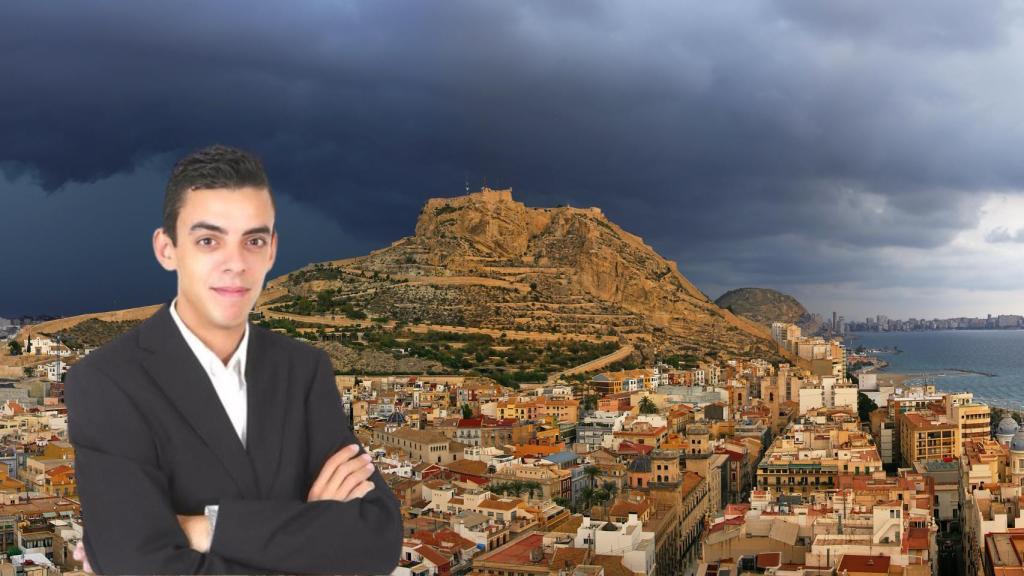 El meteorólogo Pedro Gómez y una panorámica de la ciudad de Alicante