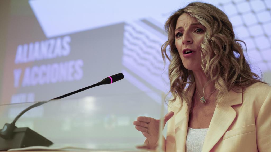 Yolanda Díaz este miércoles en un acto en Madrid.