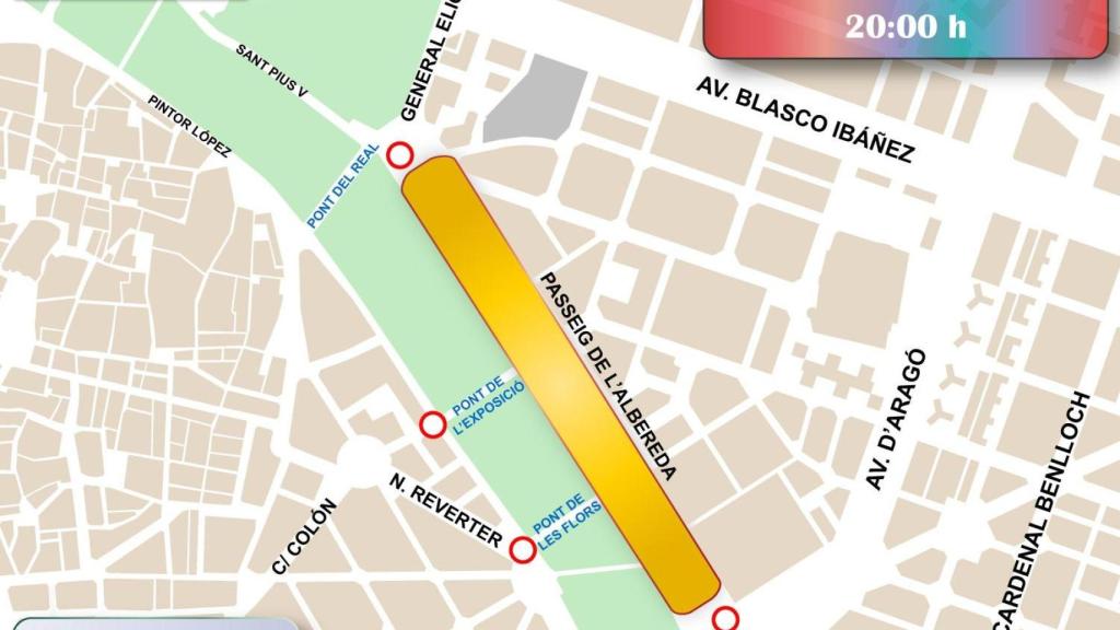 Cortes de tráfico por la Batalla de Flores. Ayto Valencia