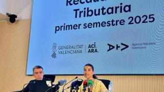 Ángel Zaera y Ruth Merino en la presentación de resultados del primer semestre de 2025. GVA