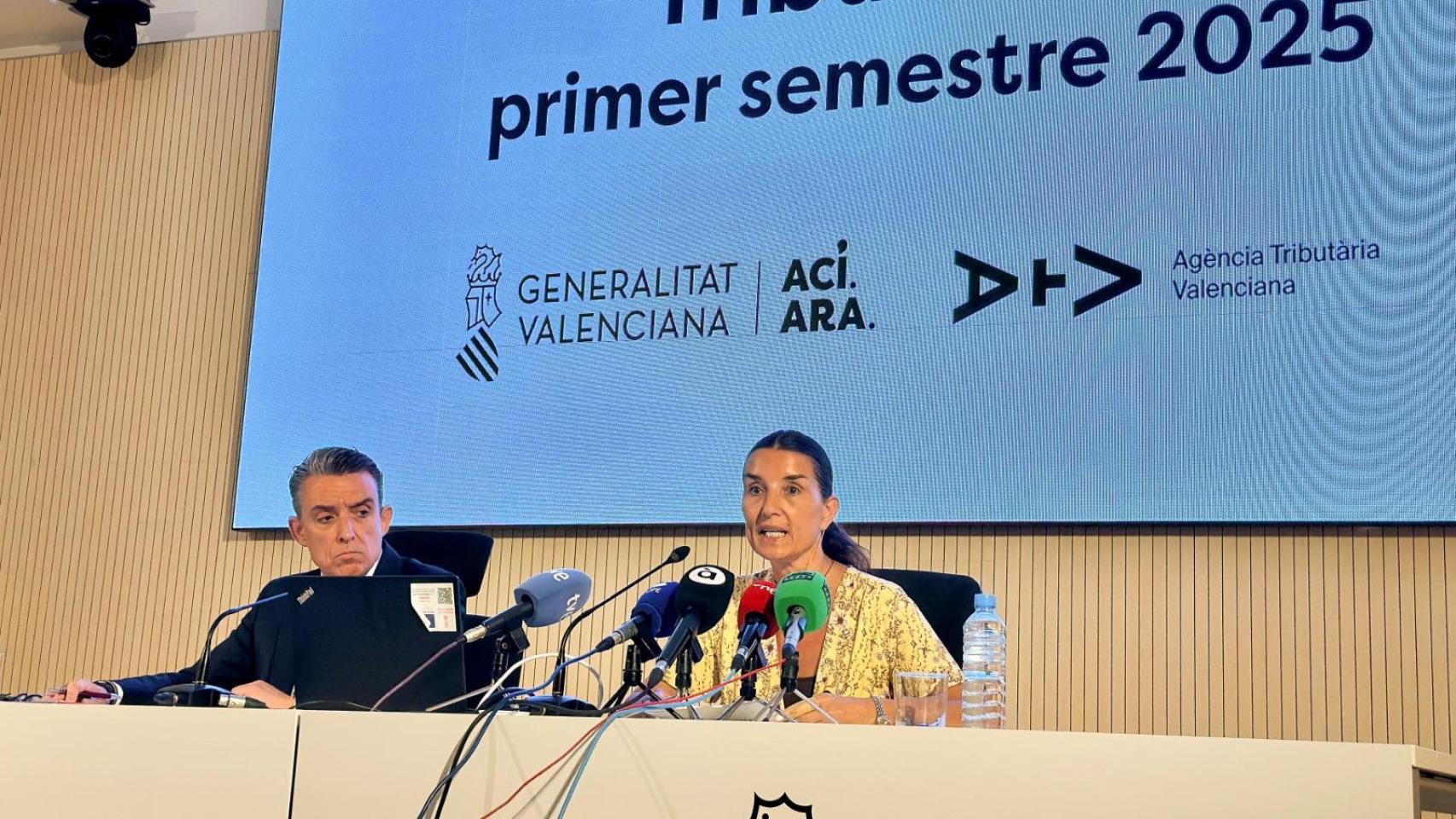Ángel Zaera y Ruth Merino en la presentación de resultados del primer semestre de 2025. GVA