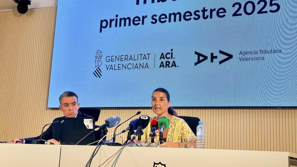 Ángel Zaera y Ruth Merino en la presentación de resultados del primer semestre de 2025. GVA