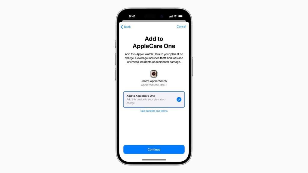 Adición de un Watch Ultra a AppleCare One.