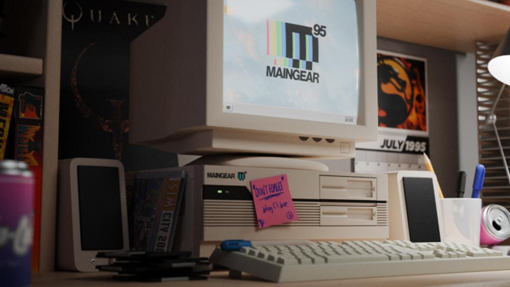 Retro95 bajo un monitor CRT.