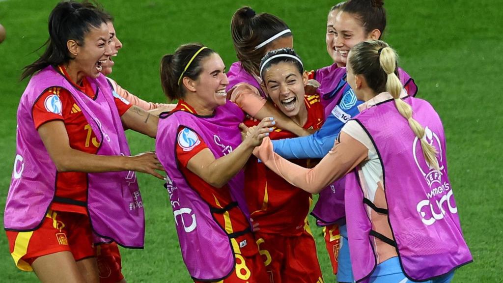 Aitana celebra el gol contra Alemania.
