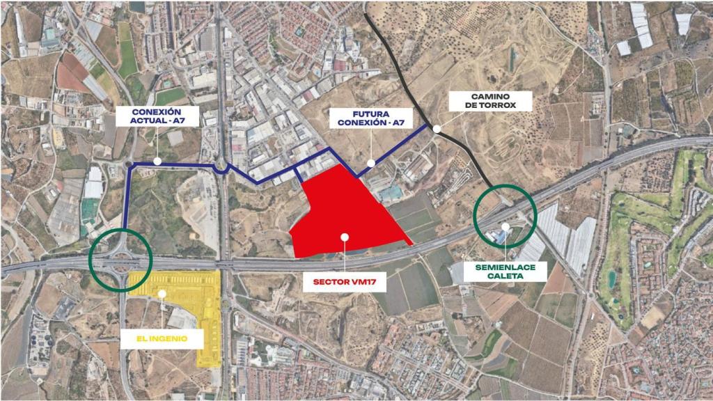 Plano de ubicación del nuevo polo empresarial en Vélez Málaga