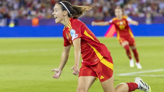 Aitana Bonmatí, celebrando el gol que metió a España en la final de la Eurocopa.