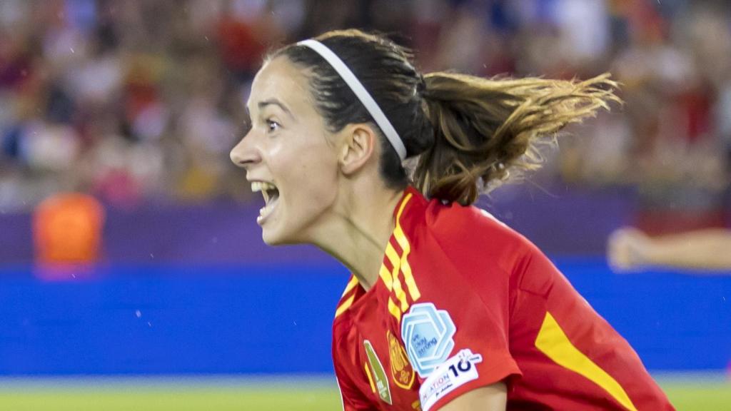 Aitana Bonmatí, celebrando el gol que metió a España en la final de la Eurocopa.