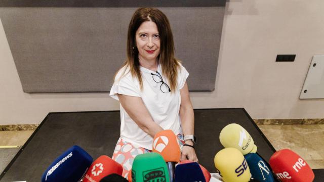 La exmilitante socialista Leire Díez en la rueda de prensa, que dio el pasado 4 de junio en un hotel de Madrid.