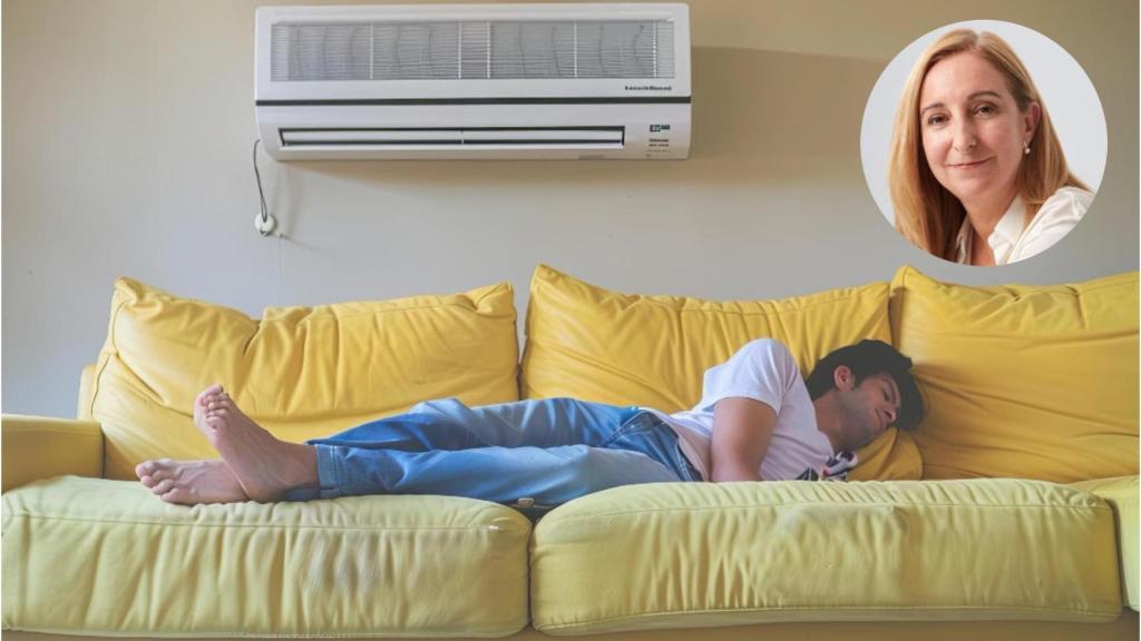 Montaje de Arantxa Goenaga en una habitación con aire acondicionado.