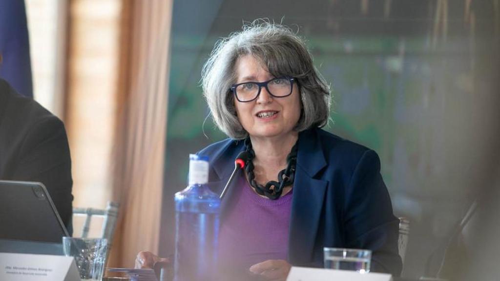 Mercedes Gómez, consejera de Desarrollo Sostenible, en la Mesa del Agua.