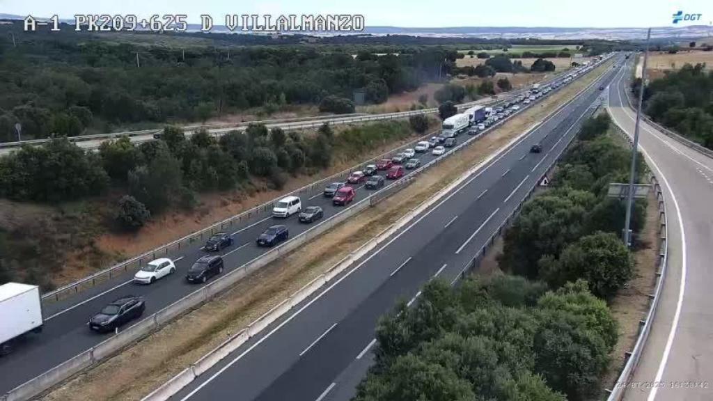 Kilómetro 215 de la autovía A1, en sentido hacia la capital burgalesa.