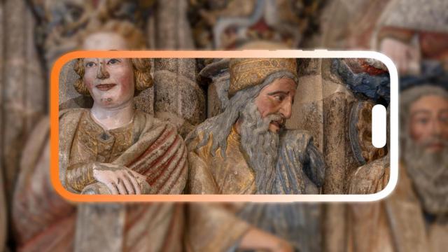 Fotomontaje con la imagen del Pórtico de la Gloria.