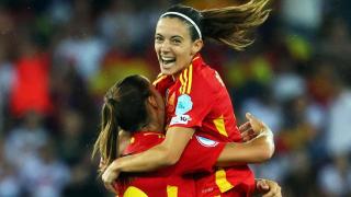 Aitana Bonmatí celebra su decisivo gol en el duelo de semifinales ante Alemania.