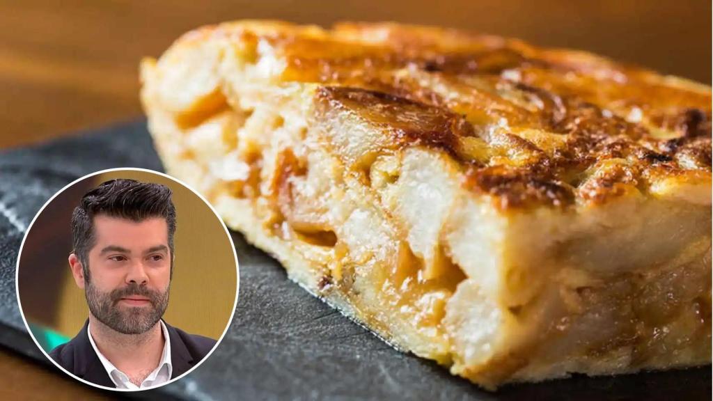 Luis Zamora contempla con concupiscencia una jugosa tortilla.