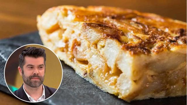 Luis Zamora contempla con concupiscencia una jugosa tortilla.