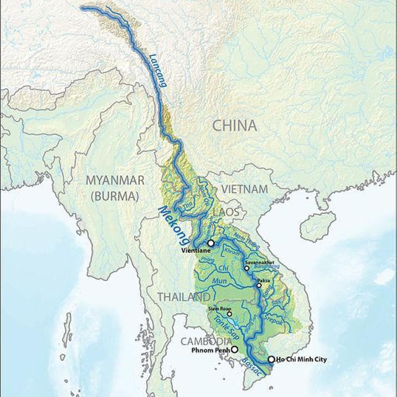 El río Mekong que atraviesa siete países.