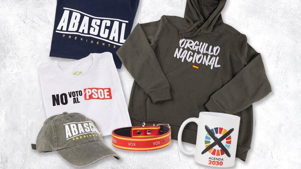 Menas ¡a su país!, banderas de España a 35 € y el 'pack Abascal' por 90 € en la nueva tienda de Vox: Ni que fuera el Bernabéu