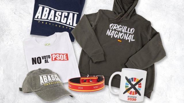 Menas ¡a su país!, banderas de España a 35 € y el 'pack Abascal' por 90 € en la nueva tienda de Vox: Ni que fuera el Bernabéu