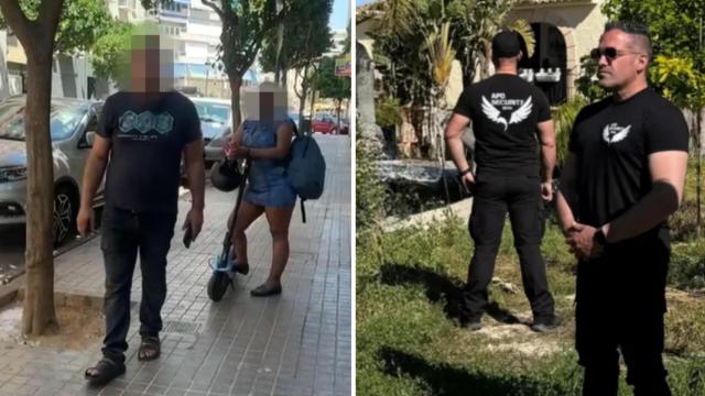 Los okupas del piso de Valencia y el mediador Antonio Plana.