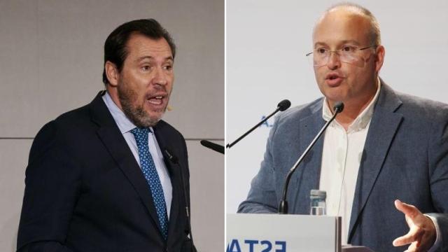 El ministro de Transportes, Óscar Puente, y el secretario general del PP, Miguel Tellado.