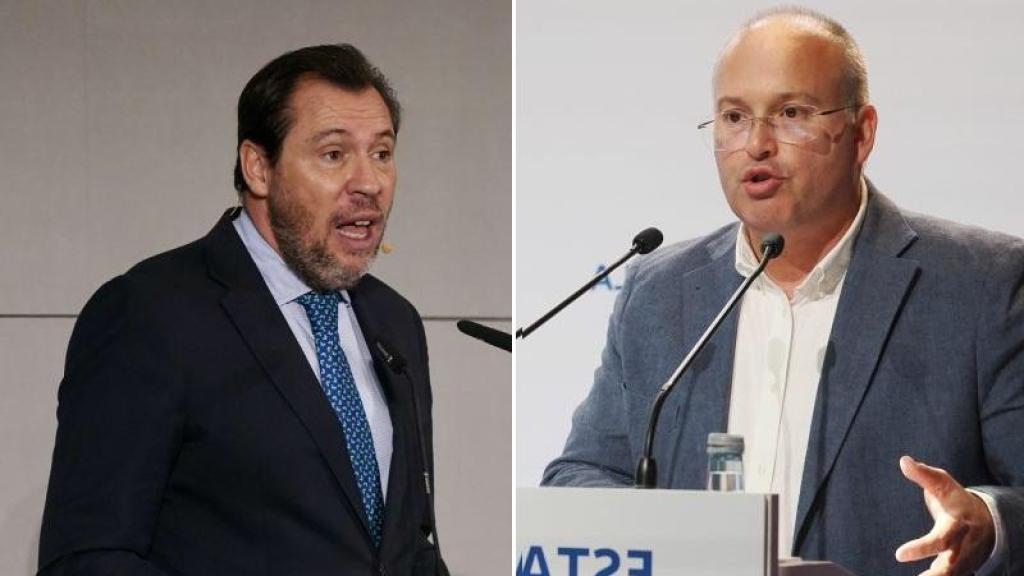 El ministro de Transportes, Óscar Puente, y el secretario general del PP, Miguel Tellado.