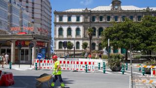 Obras en la plaza de Pontevedra de A Coruña.