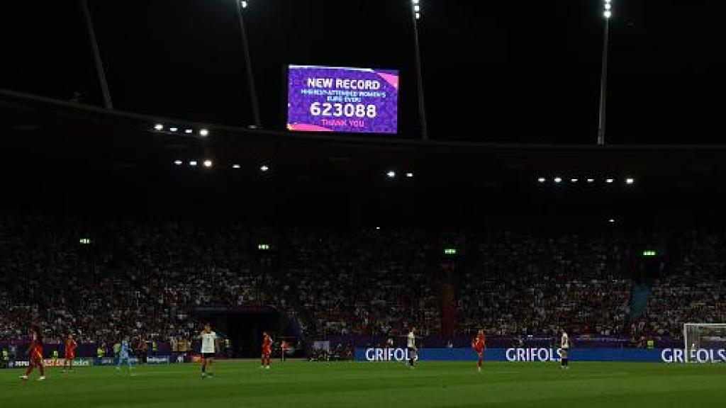Partido alcanzando récord de asistencia en la Eurocopa 2025.