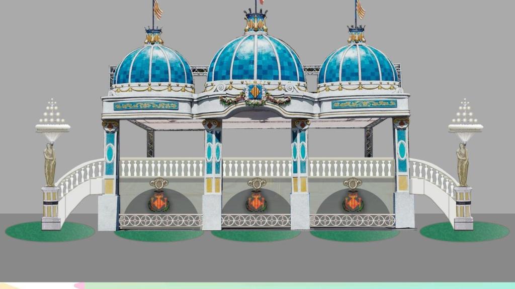 Pabellón de autoridades de la Batalla de Flores. Ayto Valencia