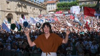 La portavoz nacional del BNG, Ana Pontón, durante la manifestación convocada por el BNG con motivo del Día da Patria Galega, a 25 de julio de 2025, en Santiago de Compostela.
