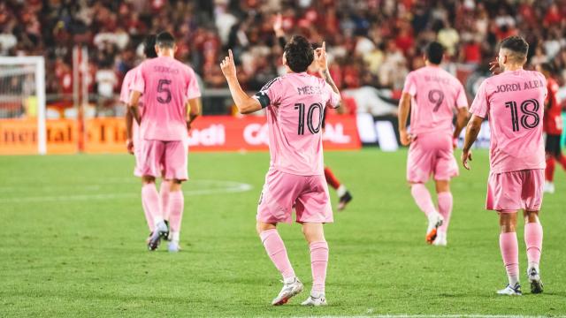 Los jugadores del Inter de Miami celebran un gol de Leo Messi.