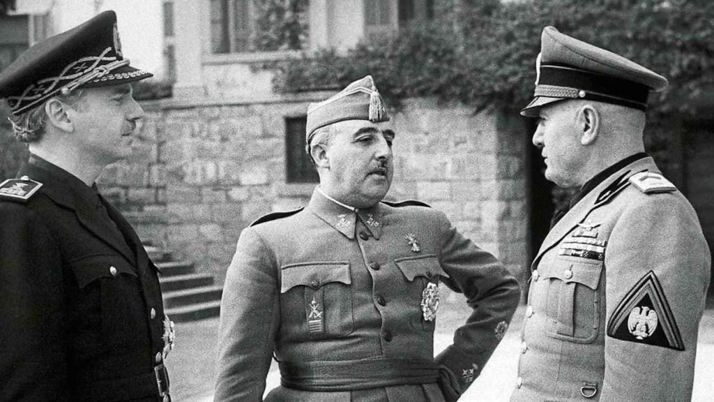 Serrano Suñer, Franco y Mussolini en 1941.