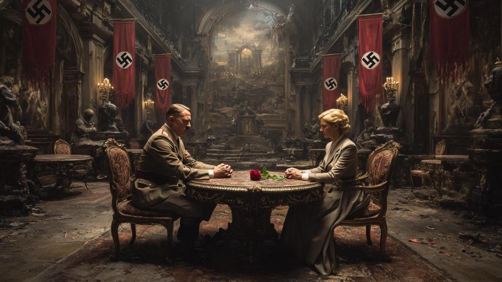 Representación artística del encuentro entre Pilar y Hitler.