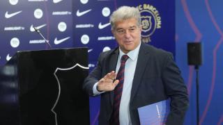 Joan Laporta, presidente del Barça, antes de una rueda de prensa en la Ciutat Esportiva