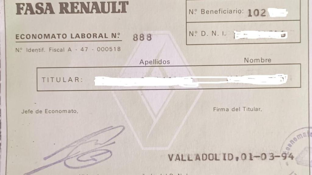 Tarjeta para entrar en el Economato