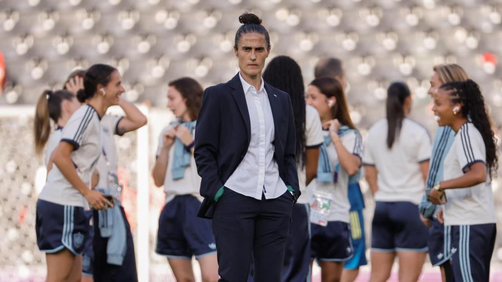 Montse Tomé, antes de un partido de España en la Eurocopa 2025