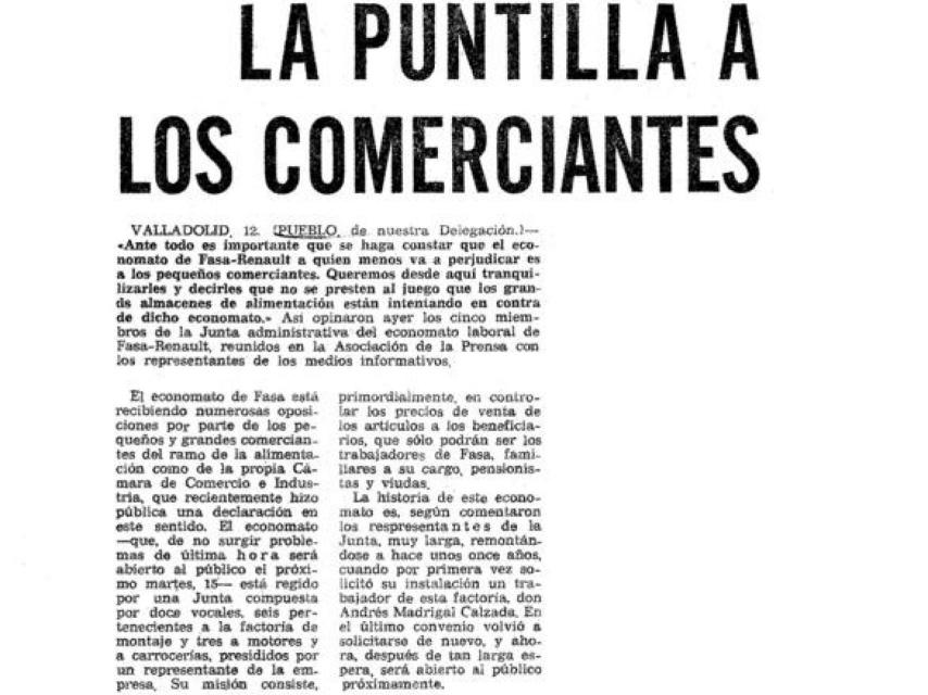 Recorte del diario Pueblo de 1977