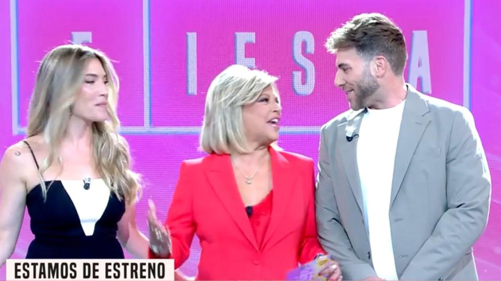 Álex Blanquer, Terelu Campos y César Muñoz en 'Fiesta'.