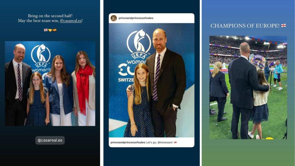 El príncipe Guillermo ha compartido imágenes del evento deportivo de la temporada: la final de la Eurocopa Femenina en Suiza.
