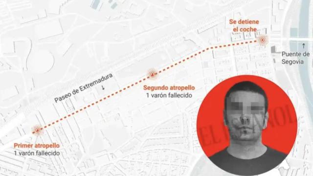 Recorrido del kamikaze por el Paseo de Extremadura.