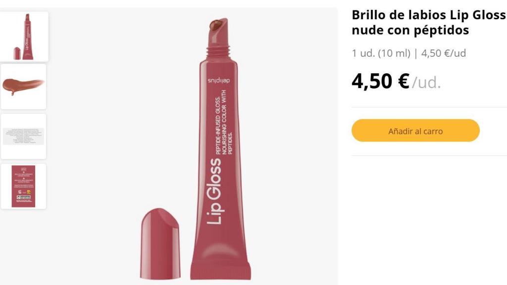 Brillo de labios Lip Gloss Deliplus 01 nude con péptidos.