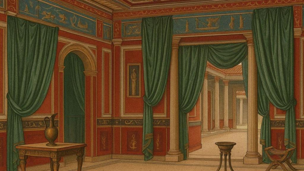 Estancia con lujosas cortinas.