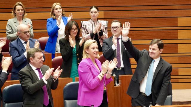 El presidente de la Junta, Alfonso Fernández Mañueco, tras su intervención en el debate de política general del pasado 26 de marzo en las Cortes de Castilla y León