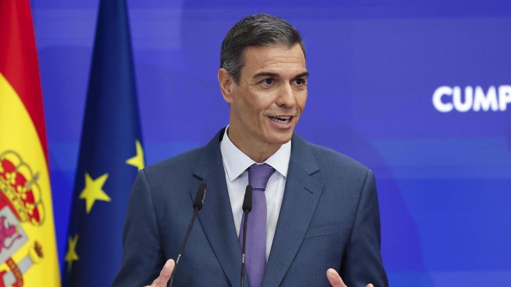 El presidente del Gobierno, Pedro Sánchez, este lunes en la Moncloa.