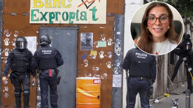 Montaje de un desalojo de la Policía y la abogada.