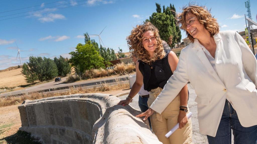 La presidenta de la Diputación de Palencia, Ángeles Armisén, durante su visita al puente de Villaumbrales, este lunes