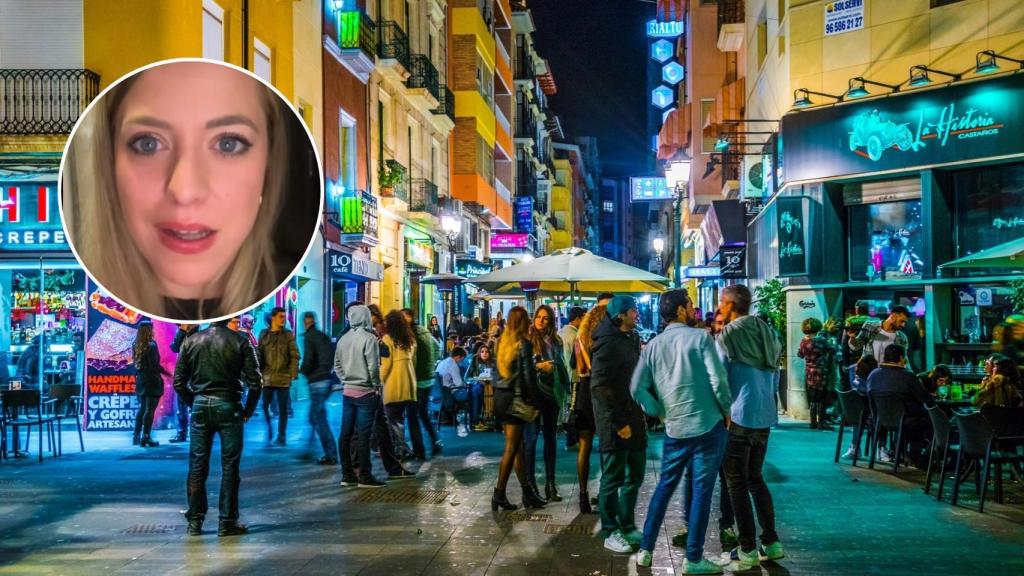 La calle Castaños en Alicante, y una imagen del vídeo de 'pasiónxcomer'