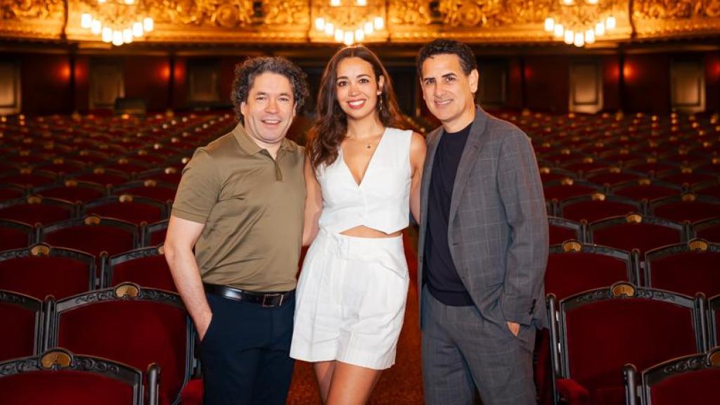Gustavo Dudamel, Nadine Serra y Juan Diego Flórez. Foto: Sergi Panizo.