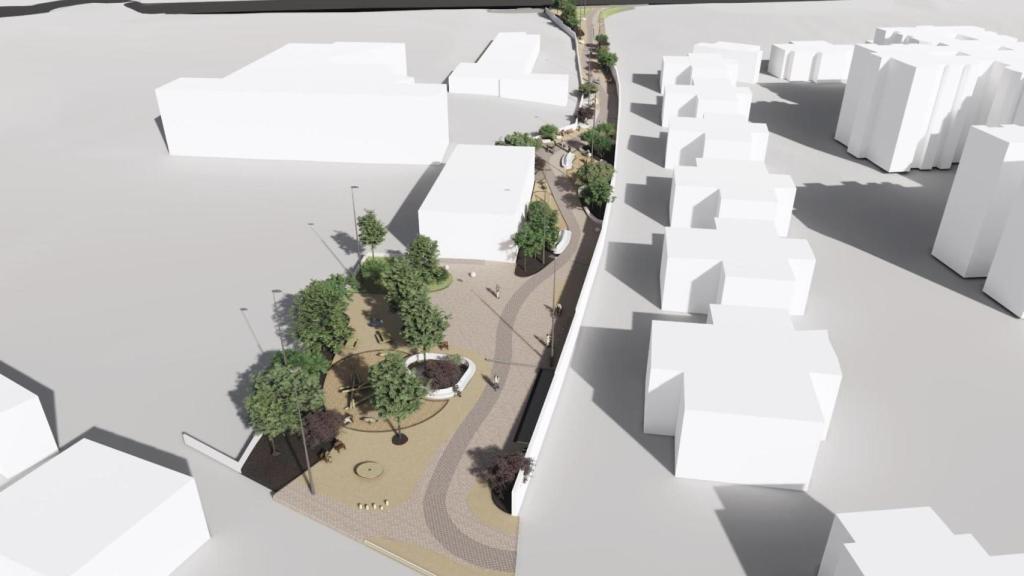 Render de cómo quedará el entorno del centro Mario Benedetti.