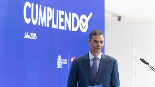 El presidente del Gobierno, Pedro Sánchez, este lunes en Moncloa.